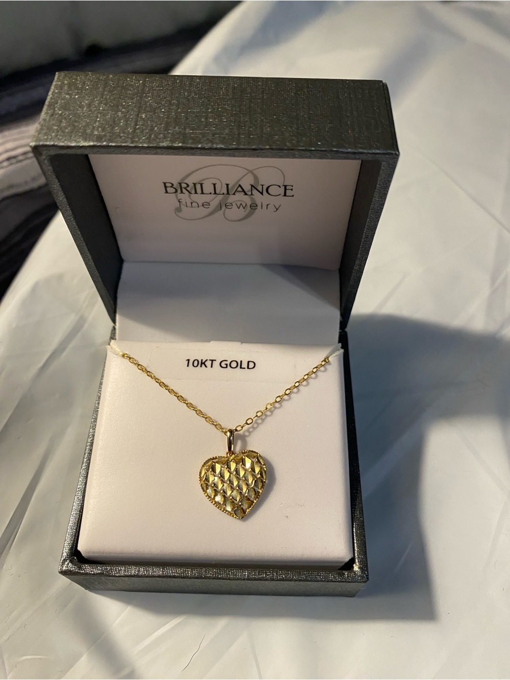 Brilliance Fine Jewelry 10KT Yellow Gold Diamond-Cut Heart Pendant Necklace